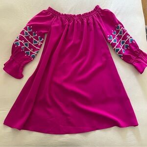 Magenta off the shoulder tunic dress